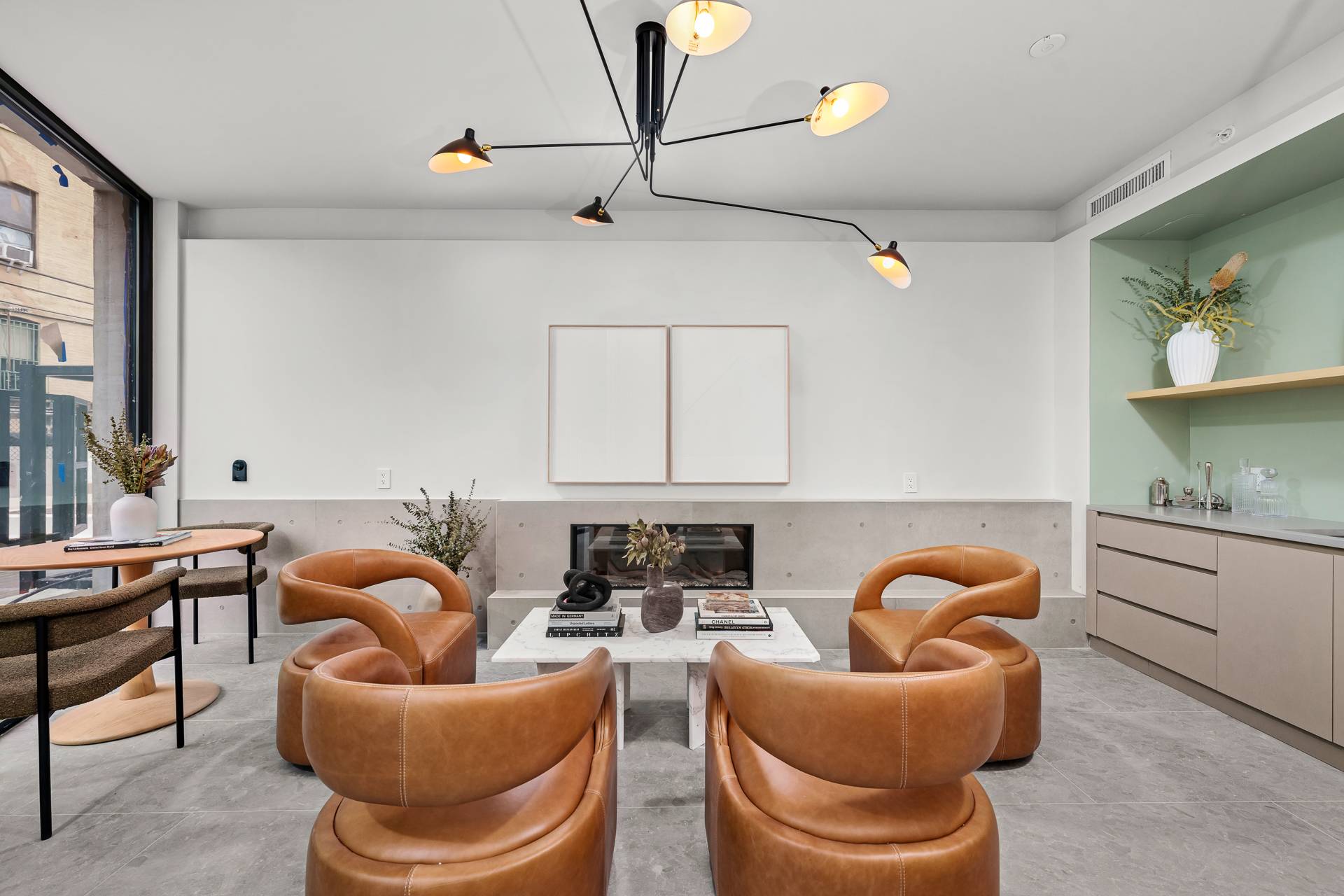 Modern seating and tables in lounge