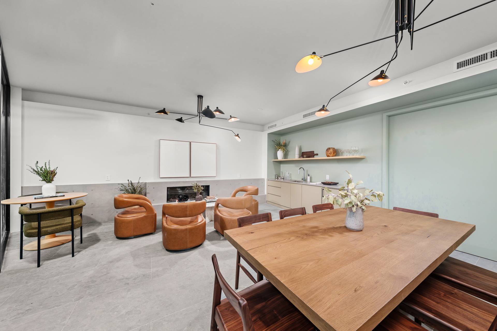 Modern seating and tables in lounge